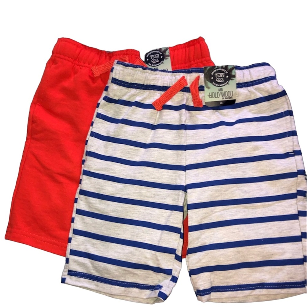 Boys Size 5/6 | Hollywood The Jean People |2 Piece Set| Red Orange & Gray Shorts